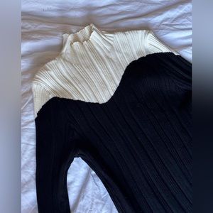 CHANEL style Turtleneck Colorblock Sweater